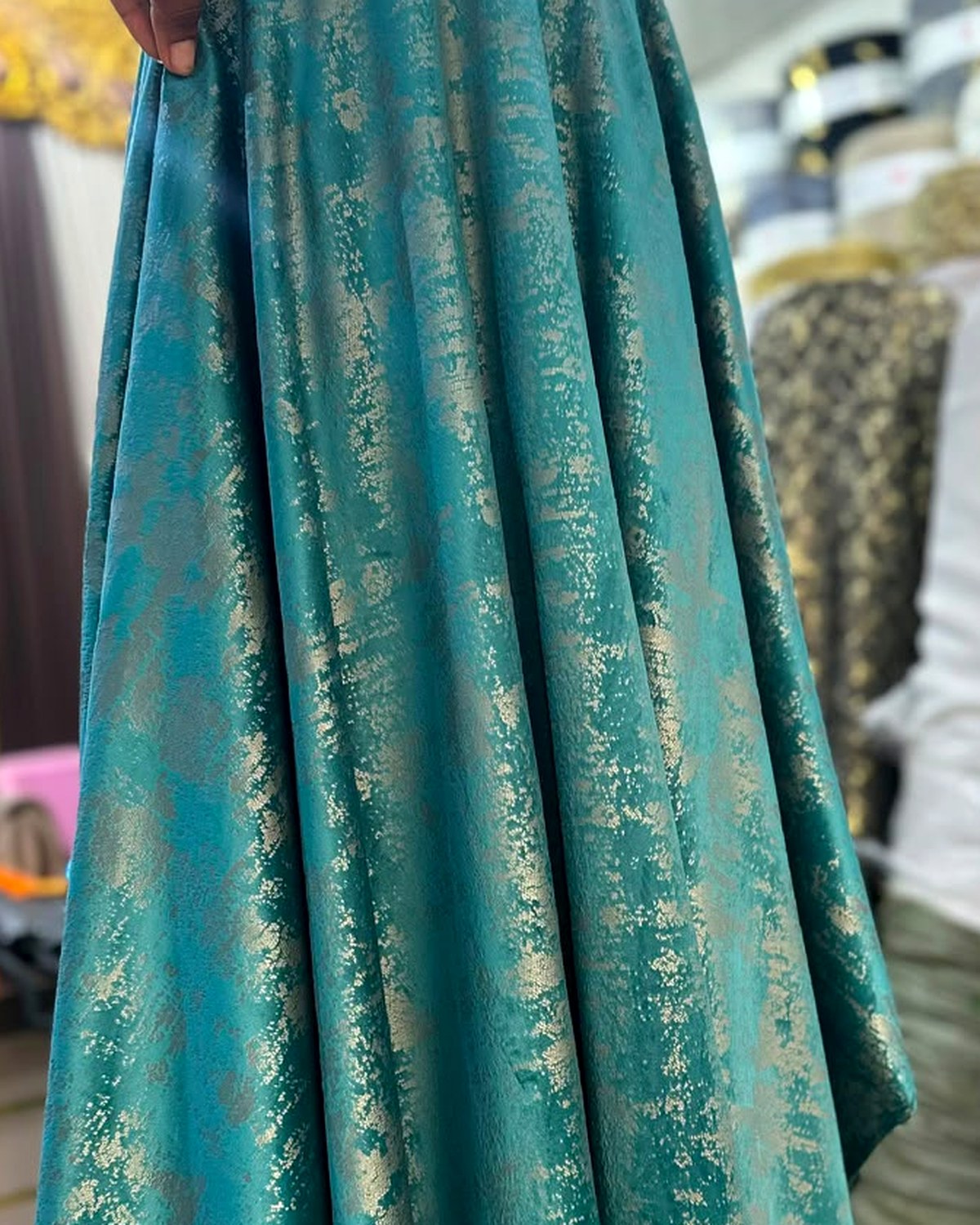 Teal Gold Brocade